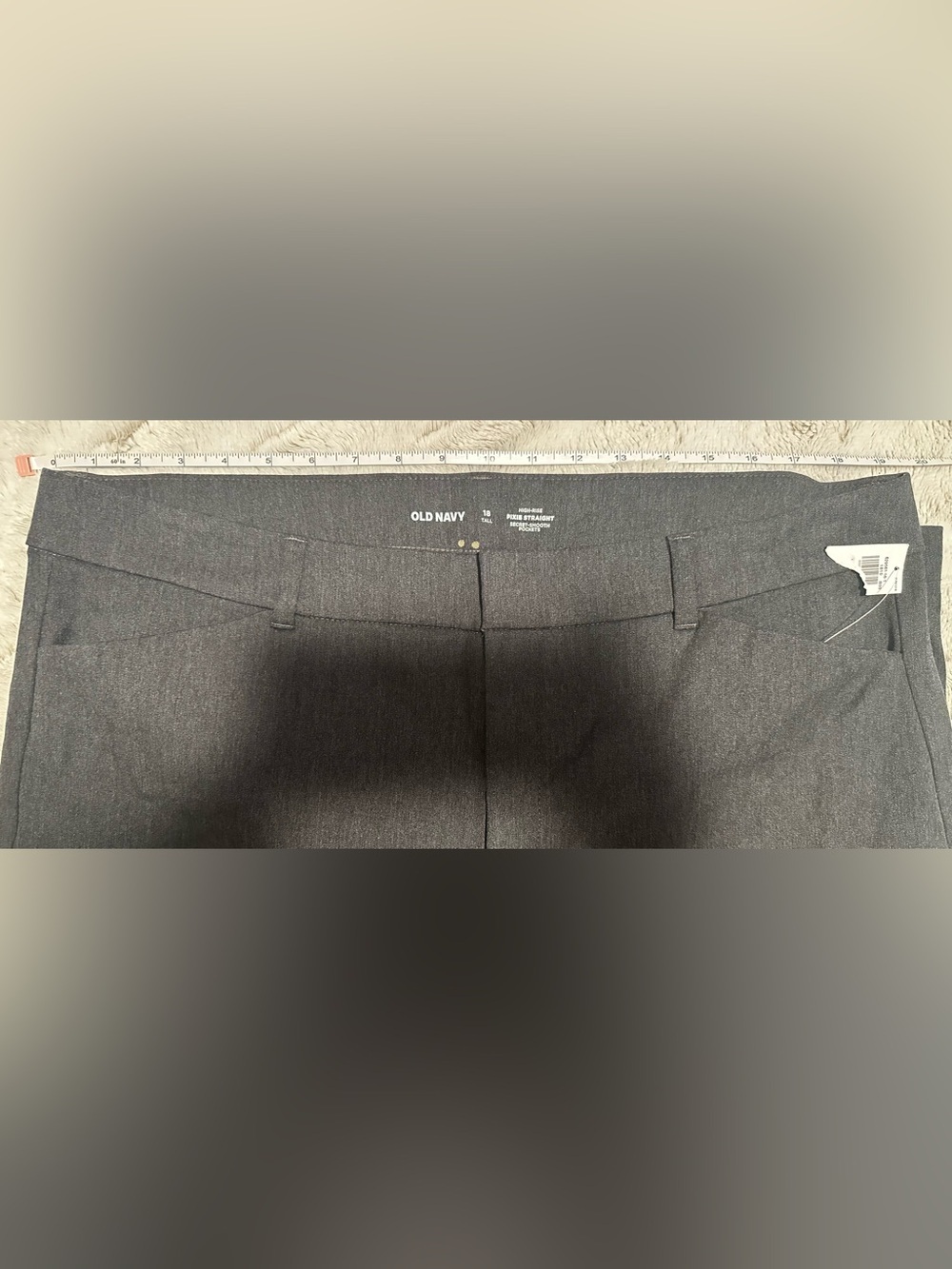 Old Navy High-Waisted Dark Heather Gray Pixie Straight Pants - Picture 5 of 16